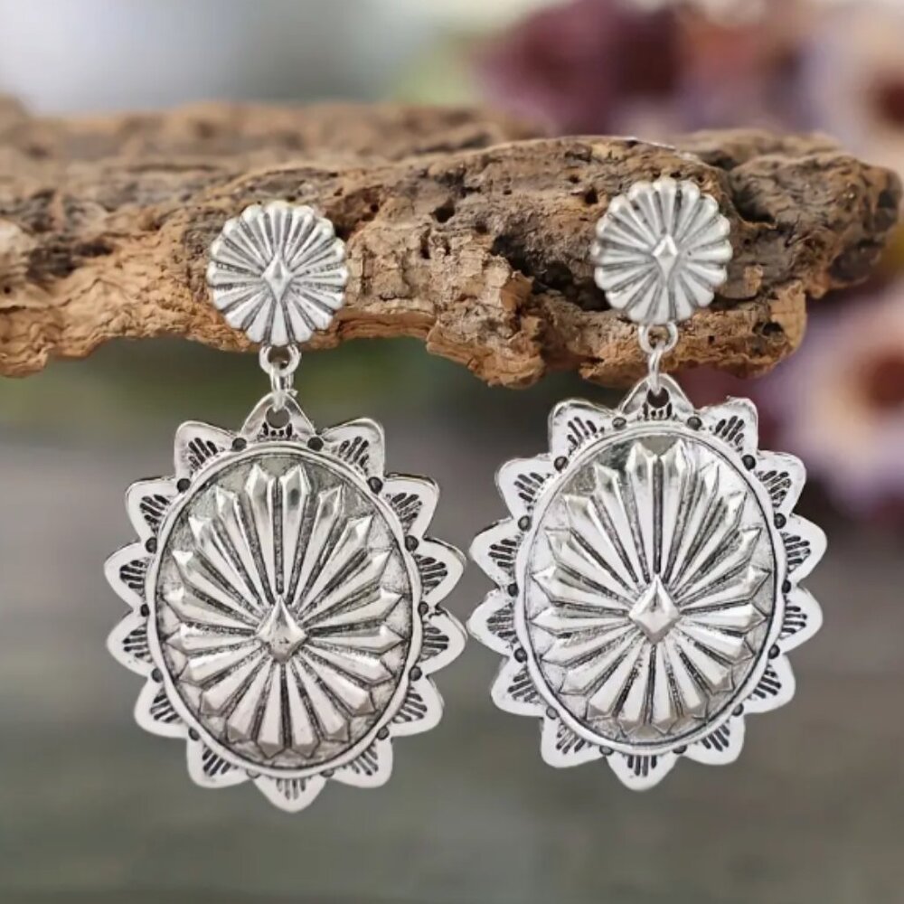 Western Silver plated Vintage Style Earrings - NEW - Picture 4 of 4